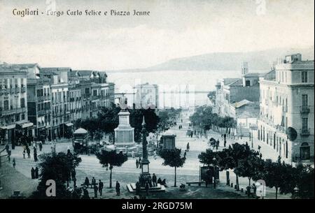 Cagliari, Sardegna, Italia - largo Carlo felice e Piazza Jenne. Foto Stock