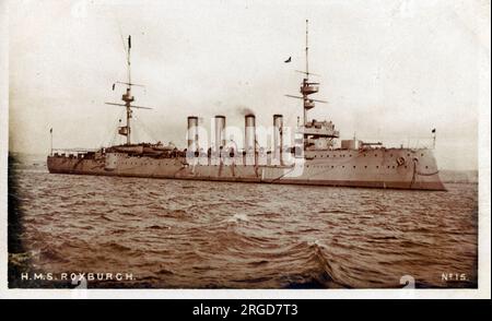 HMS Roxburgh - uno dei sei incrociatori corazzati classe Devonshire costruiti per la Royal Navy (1902). Foto Stock