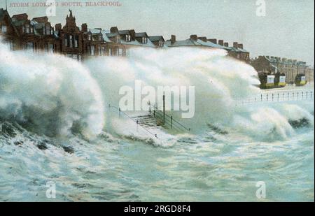 Tempesta a sud, Blackpool, Lancashire Foto Stock