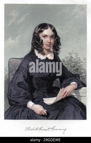 ELIZABETH BARRETT BROWNING (1806 - 1861), poetessa, moglie di Robert B, con il suo autografo. Foto Stock