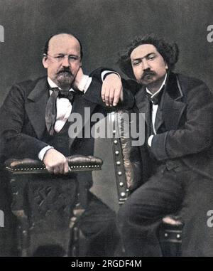 EMILE ERCKMANN & LOUIS CHATRIAN scrittori francesi che hanno collaborato, combinando i loro nomi, in una serie di popolari romanzi storici : foto 1887. Foto Stock