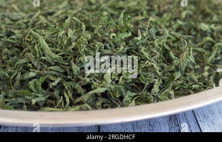 essiccazione della menta alla luce del sole in ambiente domestico, menta essiccata, Foto Stock
