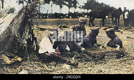 Un'immagine in prima pagina dall'Illustrated War News che mostra un'immagine di soldati al fronte nelle prime settimane della prima guerra mondiale Foto Stock