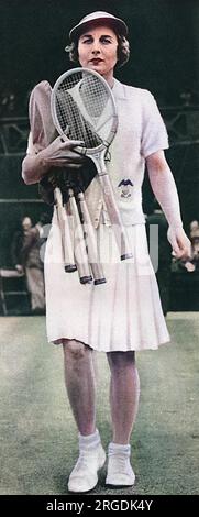 Helen Wills Moody si recò a Wimbledon 1938, dove vinse il titolo femminile. Durante gli anni '1920 e '1930 Moody ha vinto 31 titoli importanti, tra cui otto titoli singoli di Wimbledon. Foto Stock