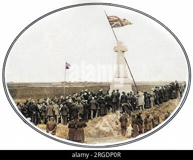 Lord Mayor di Liverpool a Givenchy, un villaggio francese adottato: Una cerimonia al 55th West Lancashire Division Memorial. Parte della British League of Help 'adozione' delle città francesi da parte degli inglesi per aiutare a ricostruire le aree devastate della Francia dopo la prima guerra mondiale. Foto Stock