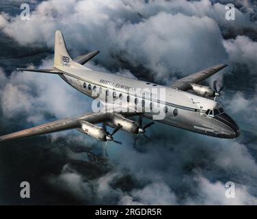 Un aereo British European Airways (BEA) Viscount 800 in volo. Foto Stock