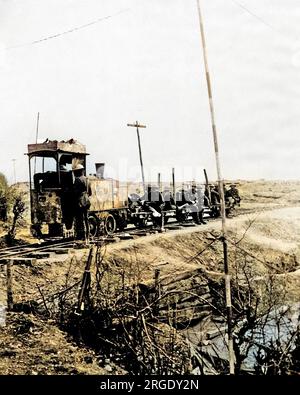 Parte della rete ferroviaria leggera britannica sul fronte occidentale durante la prima guerra mondiale. Foto Stock