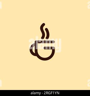 Design del logo della tazza di caffè Letter G. Logo G Coffee Illustrazione Vettoriale