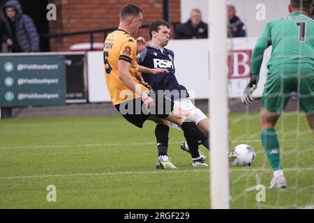 Southport contro Warrington Town 5 agosto 2023 Big Help Stadium .Southport. Vanarama National League North. Southport 0 Warrington Town 4 Foto Stock