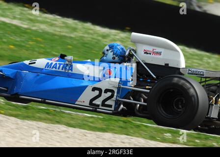 Circuito del Mugello 1 aprile 2007: Corsa sconosciuta con la storica Matra Simca MS120b 1971 al circuito del Mugello in Italia durante il Mugello Historic Festival. Foto Stock