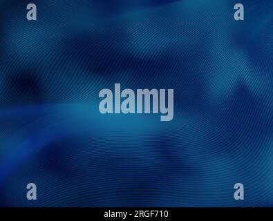 Linee curve blu scuro sfondo astratto. Superficie increspata dinamica vettoriale, effetto 3D dei mezzitoni visivo, illusione di movimento, curvatura. Striscia ondulata Illustrazione Vettoriale
