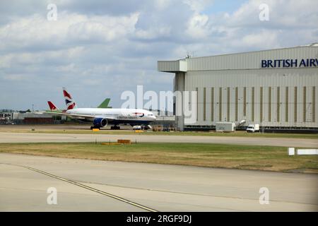 British Airways Maintenance Hangar London Heathrow Airport Inghilterra Foto Stock