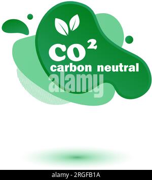 Emissioni di CO2 neutra. Impronta di diossyde di carbonio neutro Stiker Illustrazione Vettoriale