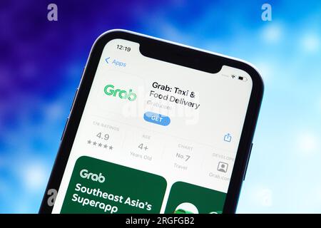 Cina. 9 agosto 2023. In questa foto, il logo di Grab viene visualizzato nell'Apple App Store. Credito: SOPA Images Limited/Alamy Live News Foto Stock