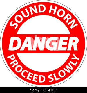 Cartello da pavimento, avvisatore acustico di pericolo, procedere lentamente Illustrazione Vettoriale