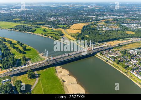 Luftbild, Rheinbrücke Neuenkamp Baustelle, Autobahn A40, Kaßlerfeld, Duisburg, Ruhrgebiet, Nordrhein-Westfalen, Deutschland Foto Stock