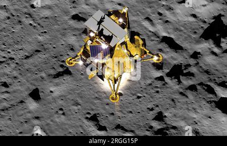 Luna 25 lander programma di esplorazione lunare russa 3D rendering. Foto Stock