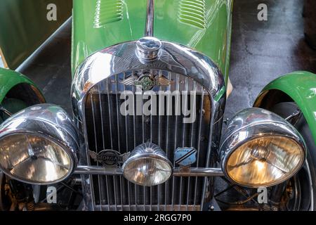 1939 Morgan 4/4 le Mans auto da corsa d'epoca in mostra al National Motor Museum, Beaulieu, New Forest, Hampshire, Inghilterra, REGNO UNITO. Foto Stock