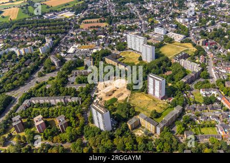 Vista aerea, The White Giants, grattacieli Hochheide, parco residenziale Hochheide, cantiere edile, Alt-Homberg, Duisburg, Ruhr, North R Foto Stock
