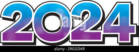 2024 grafica blu e viola Illustrazione Vettoriale
