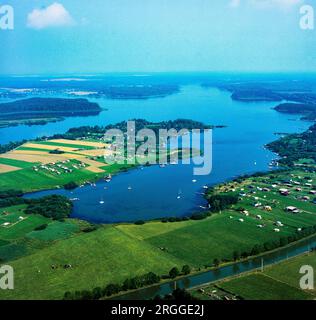 Laghetto Etang du Stock, campeggio, centro di villeggiatura, vista aerea, Rodi, Mosella, Parco naturale regionale della Lorena, Francia, Europa, Foto Stock