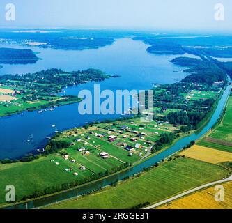 Laghetto Etang du Stock, campeggio, centro di villeggiatura, vista aerea, Rodi, Mosella, Parco naturale regionale della Lorena, Francia, Europa, Foto Stock