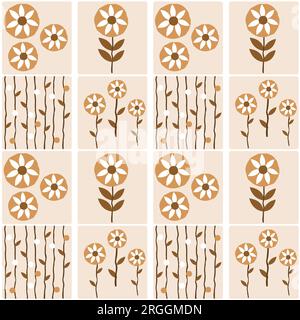 Set di motivi floreali disegnati a mano Illustrazione Vettoriale