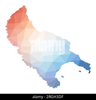 Mappa dell'isola di Zante. Bassa illustrazione poliedrica dell'isola. Design geometrico con strisce. Tecnologia, Internet, concetto di rete. Illustrazione vettoriale Illustrazione Vettoriale