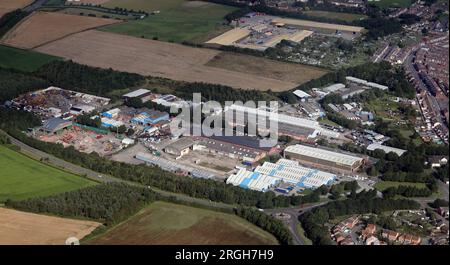 Vista aerea della zona industriale di Hackworth, Shildon DL4 1HF, County Durham Foto Stock