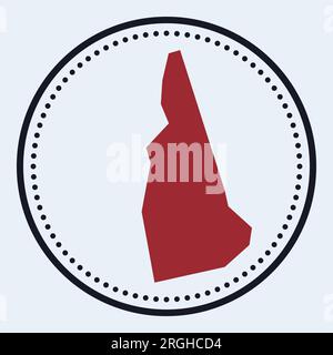 Francobollo rotondo del New Hampshire. Logo rotondo con noi mappa dello stato e titolo. Elegante distintivo minimalista del New Hampshire con mappa. Illustrazione vettoriale. Illustrazione Vettoriale