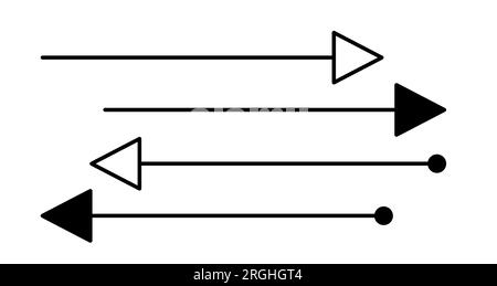 Le frecce impostano una semplice illustrazione vettoriale disegnata a mano, il segno orizzontale che punta verso destra Illustrazione Vettoriale