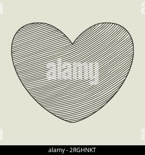 Amore per il cuore, illustrazione di disegno in stile incisione Vintage Illustrazione Vettoriale