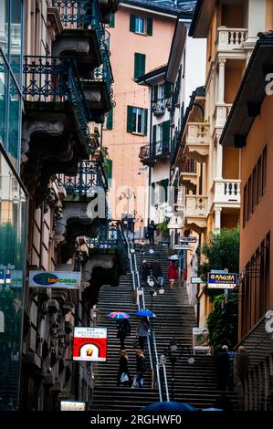 Centro città di Lugano, Svizzera. Foto Stock