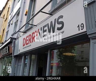 DN , Derry Now, redazione del giornale Derry News presso 19 Carlisle Rd, Derry, Irlanda del Nord, Regno Unito, BT48 6JJ Foto Stock