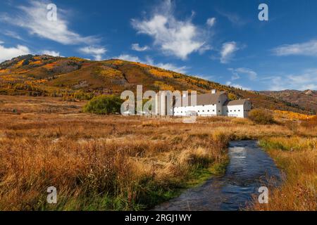 McPolin fienile in autunno, Park City, Utah Foto Stock