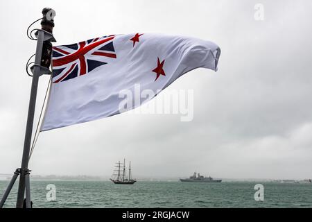 Navi della Marina che partecipano a una revisione navale internazionale nel porto di Waitemata, Auckland, nuova Zelanda, sabato 19 novembre, 2016. Foto Stock