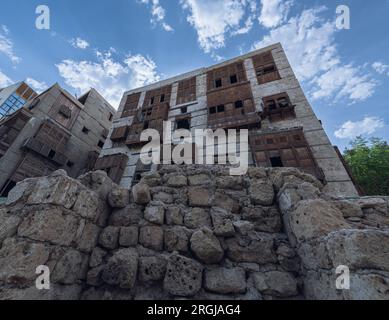 Area storica di al-Balad di Gedda, la porta della Mecca, patrimonio mondiale dell'UNESCO, Arabia Saudita Foto Stock