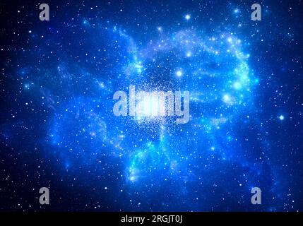 Ammasso globulare con nebulosa in primo piano Foto Stock