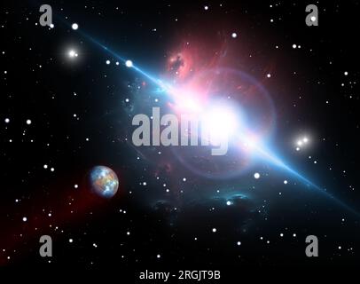 Il pianeta orbita attorno alla pulsar nella zona di pericolo Foto Stock