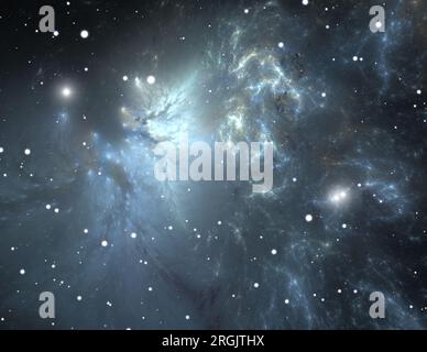 Spazio con nebulosa e stelle, illustrazione Foto Stock