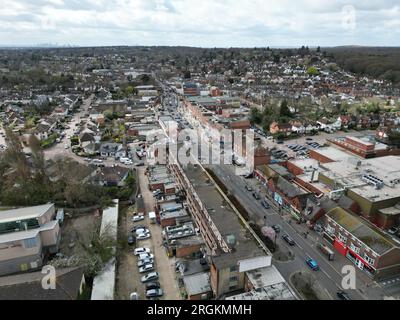 Loughton High Street, Essex, UK Town Center, drone Aerial Foto Stock