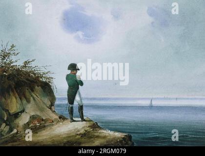 NAPOLEONE BONAPARTE (1769-1821) in esilio a Sant'Elena. Acquerello di Franz Sandmann intorno al 1820 Foto Stock