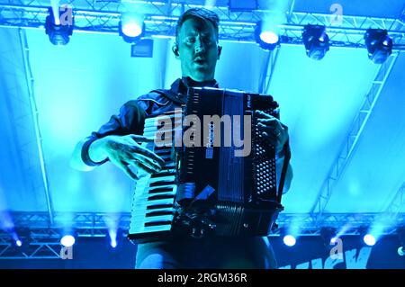 Padova, Italia. 9 agosto 2023. Tim Brennan durante Dropkick Murphy's, Music Concert in Padova, Italia, agosto 09 2023 Credit: Independent Photo Agency/Alamy Live News Foto Stock