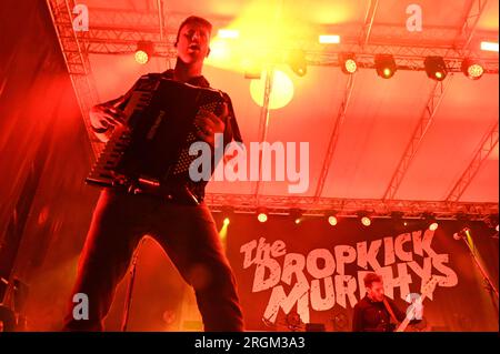 Padova, Italia. 9 agosto 2023. Tim Brennan durante Dropkick Murphy's, Music Concert in Padova, Italia, agosto 09 2023 Credit: Independent Photo Agency/Alamy Live News Foto Stock