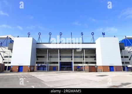 Vista sul Park Stand, Goodison Park, Inghilterra. Goodison Park è la sede dell'Everton FC, membro fondatore della English Football League. Foto Stock