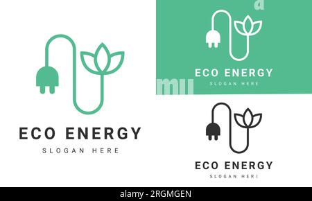 Interruttore di design con logo Eco Energy con logotipo Leaf Eco-friendly Bio Illustrazione Vettoriale