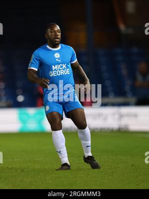 Peterborough, Regno Unito. 8 agosto 2023. Jeando Fuchs (PU) al Peterborough United contro Swindon Town EFL First Round South Match, al Weston Homes Stadium, Peterborough, Cambridgeshire, l'8 agosto 2023. Credito: Paul Marriott/Alamy Live News Foto Stock