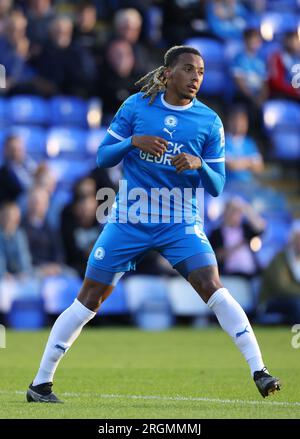 Peterborough, Regno Unito. 8 agosto 2023. Romoney Crichlow (PU) al Peterborough United contro Swindon Town EFL First Round South Match, al Weston Homes Stadium, Peterborough, Cambridgeshire, l'8 agosto 2023. Credito: Paul Marriott/Alamy Live News Foto Stock