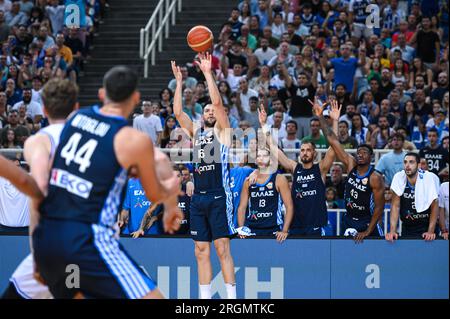 Atene, Lombardia, Grecia. 10 agosto 2023. 16 KOSTAS PAPANIKOLAOU DI Grecia durante la partita del torneo Egeo Acropoli tra Grecia e Italia allo Stadio Oaka il 10 agosto 2023 ad Atene, Grecia. (Immagine di credito: © Stefanos Kyriazis/ZUMA Press Wire) SOLO USO EDITORIALE! Non per USO commerciale! Foto Stock