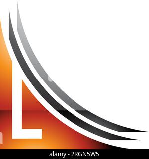 Icona Letter L lucida arancione e nero con strati su sfondo bianco Illustrazione Vettoriale